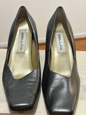 Bellini Black Leather Square-Toe Pumps 10M women’s
